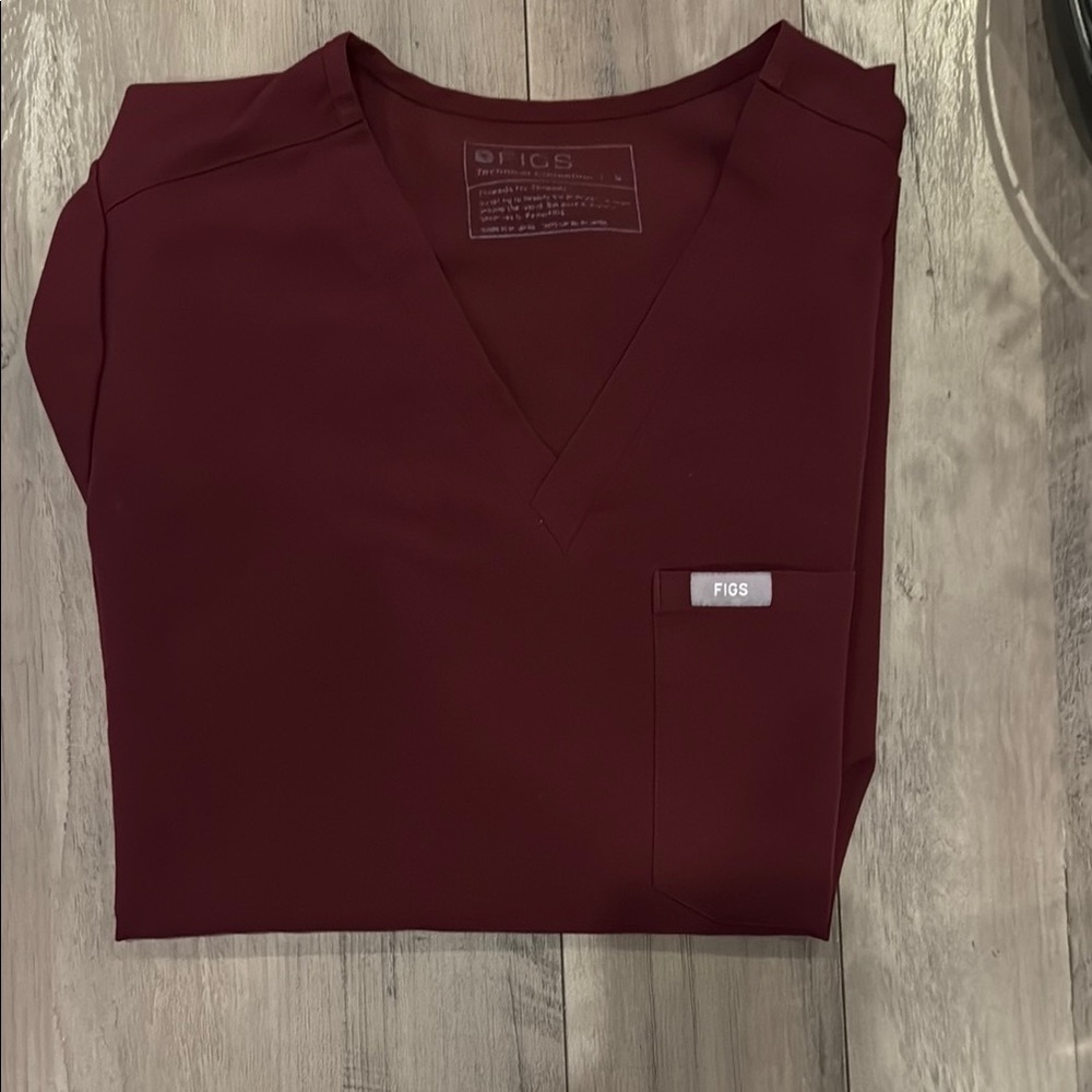 Figs Burgundy Scrub Top